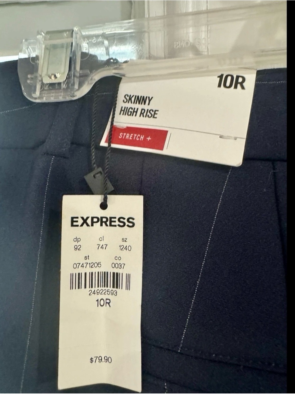 NWT Express Skinny High Rise Navy Pinstripe Pants Size 10 Regular